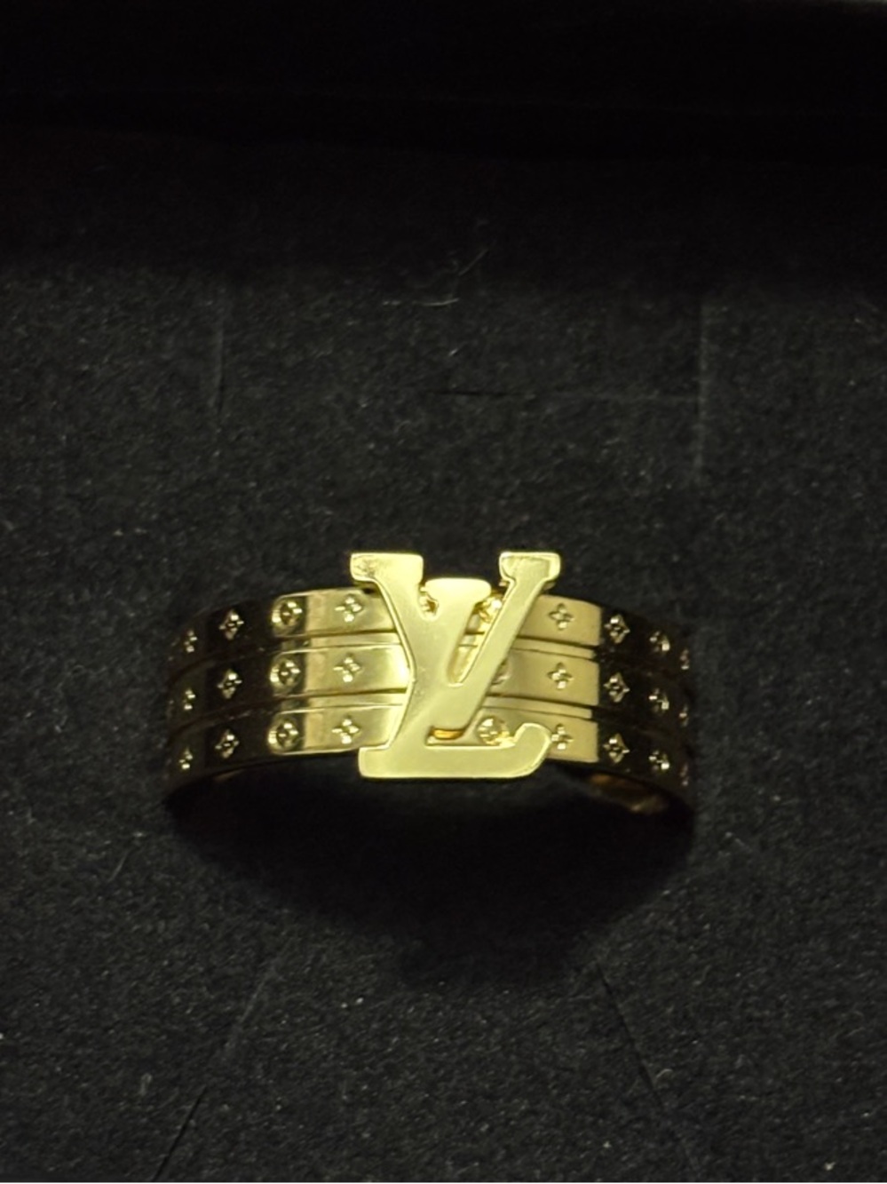 LV Gold Logo Stacked Ring
